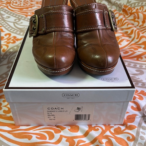 Coach Women’s wine Brown Leather Clogs - Picture 1 of 6